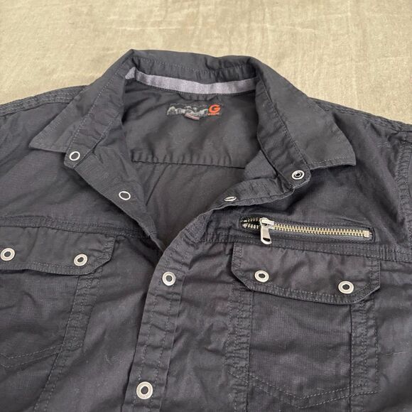 G by Guess Men's y2k button up black shirt with zipper details - Picture 2 of 8